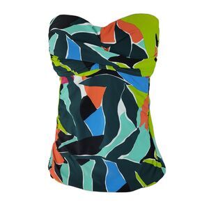 Anne Cole Tankini Swim Top Size XS Multi Floral Strapless Womens Imperfect